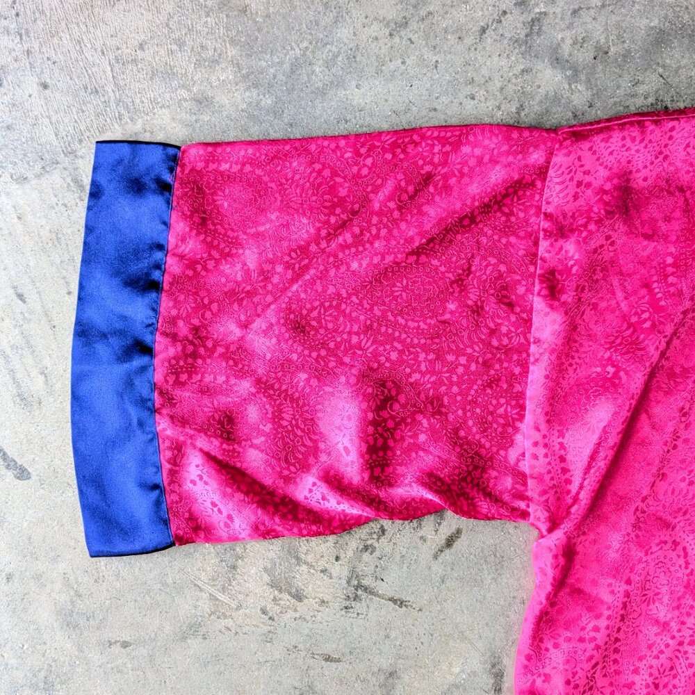 Victoria's Secret Vintage Gold Label Pink and Blue Jacquard Satin Robe one size - Picture 5 of 9